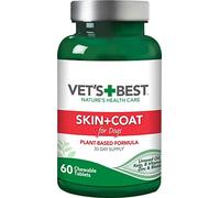 Vet's Best suppléments pour la Peau et Le Pelage des Chiens, Soulage l'irritation de la Peau du Chien et la Perte de Poils Due aux Allergies saisonnières ou à la dermatite - 60 comprimés à croquer