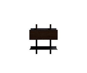 Veuillez Patienter pour Être Assis Table de Chevet Smile avec Étagère Chêne Fumé/ Noir