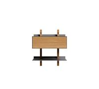 Veuillez Patienter pour Être Assis Table de Chevet Smile avec Étagère Chêne/ Gris