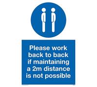 Veuillez travailler vers l'arrière si le maintien d'une distance de 2 m n'est pas possible.