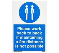 Veuillez travailler vers l'arrière si le maintien d'une distance de 2 m n'est pas possible.