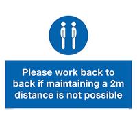 Veuillez travailler vers l'arrière si le maintien d'une distance de 2 m n'est pas possible.