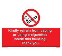 Veuillez vous retenir de vapoter ou d'utiliser des cigarettes électroniques à l'intérieur de ce bâtiment. Merci. Panneau - 300 x 200 m...