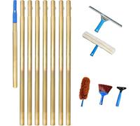 Veuve Cleaig Outil, Raclette à Eau Professionnelle avec Titaium Extesio Pole 11m, Verre Cleaig Outils pour Salle De Bain Douche Carrelage Verre Hautes Veuves Kitche Dryig Chambre Humid, Yellow, 11