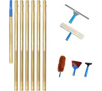 Veuve Cleaig Outil, Raclette à Eau Professionnelle avec Titaium Extesio Pole 11m, Verre Cleaig Outils pour Salle De Bain Douche Carrelage Verre Hautes Veuves Kitche Dryig Chambre Humide, Yellow, 9