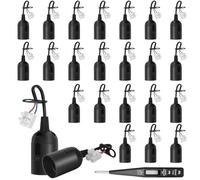 VEUWOLM 25 Pcs Douille de Lampe E27 Support Ampoule E27 avec Testeur de Phase, Douille avec Câble Base de Lumière Suspension Culot de Chantier (noir)