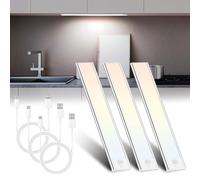 VEUWOLM 3PCS LED éclairage d'armoire avec Détecteur de Mouvement, 30cm Magnétique Diminuable Lumiere Placard Led, Lumiere Led Sans Fil Rechargeable USB, pour Armoires, Cuisines, Couloirs, Garage