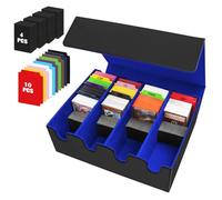 VEUWOLM Boîte à Cartes pour Plus de 2800+ Cartes, Boîtes de Rangement pour Cartes à Collectionner Avec 10 Séparateurs, Boîtes Magnétiques de Qualité Supérieure, pour Cartes TCG Magic(Noir Bleu)