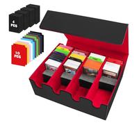 VEUWOLM Boîte à Cartes pour Plus de 2800+ Cartes, Boîtes de Rangement pour Cartes à Collectionner Avec 10 Séparateurs, Boîtes Magnétiques de Qualité Supérieure, pour Cartes TCG Magic(Noir Rouge)