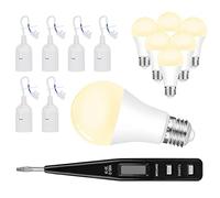 VEUWOLM Douille E27 Support D'ampoule, Ampoule E27, avec Testeur de Phase, Suspension Luminaire Industrielle, 6 Douille E27 Support D'ampoule+6 Ampoules LED, 15W Blanc Chaud 3000K