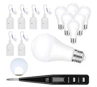 VEUWOLM Douille E27 Support D'ampoule, Ampoules LED E27, avec Testeur de Phase, Suspension Luminaire Industrielle, 6 Douille Support D'ampoule+6 Ampoules LED, 15W Blanc Froid 6500K