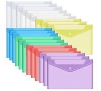 VEUWOLM Lot de 21 Pochettes en Plastique A5, Pochette à Bouton Pression, Pochettes Imperméables, Pochette Plastique Tridimensionnels, pour Rangement Maison Bureau et Ecole, 7 Couleurs