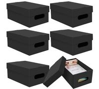VEUWOLM Lot de 6 boîtes de rangement pour photos avec couvercle pour photos de 13 x 18 cm - Noir - Album photo - Organiseur en carton pour artisanat, autocollants, photos