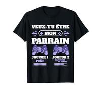 Veux-Tu être Mon Parrain Joueur 1 2 Jeux Vidéo Cadeau Humour T-Shirt