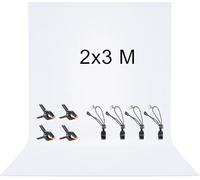 Vevelux 2x3M Toile de Fond Blanc Photo avec 8 Clips Anti-Plis | 100% Polyester Pliable Lavable Durable Écran Blanc pour Photographie, Vidéo, Camera, Photo, Prise de Vue Vidéo