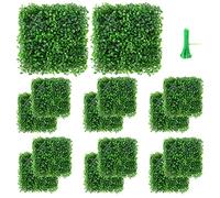 Vevitts Lot de 12 Haies artificielles en buis avec Attaches de câble, Panneaux muraux en Herbe et Protection Contre Les Rayons UV pour décoration intérieure et extérieure 25,4 x 25,4 cm