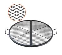 VEVOR Φ 910 x 25 mm X-Marks Grille de foyer, Grille ronde pliable, Grille de feu de camp BBQ robuste en acier avec poignée & fil X de soutien, Ustensile de cuisine de camping portable, Noir
