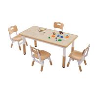 VEVOR 1 Table d’Enfant + 4 Chaises 1200x600x482-572 mm et 310x295x520-560 mm Ensemble de Meuble d'Enfant Hauteur Réglable pour Étudier Manger Jouer Lire Dessiner Crèche Garderie Chambre d’Enfant École