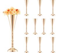 VEVOR 10 pièces de 43 cm de haut Vase à fleurs pour mariage, pièce centrale en métal en forme de trompette, support à fleurs doré pour les tables des repas de mariage, fêtes, anniversaires, cérémonies