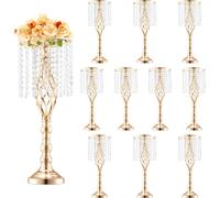VEVOR 10 pièces de 55 cm de haut Présentoir à fleurs en cristal pour les mariages, vase en métal pour les pièces montées de mariage, porte-fleur doré, présentoir à fleurs pour les tables, les repas de