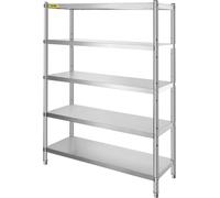VEVOR 12.2 x 47 x 18.3cm Étagère de cuisine Étagère fixe 6 tablettes Étagère en acier inoxydable Gastro Étagère flottante 150 KG Étagère de stockage