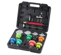 VEVOR 14 PCS Kit de Testeur de Pression du Liquide de Refroidissement du Radiateur Universel avec Pompe Manuelle Adaptateurs Capuchons Test à Code Couleur Boîte à Outils pour Voitures Motos Camions