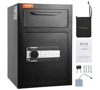 VEVOR Coffre-Fort avec Serrure Électronique 2,5 C Coffre-Fort de Dépôt en Acier Laminé à Froid Coffre-Fort à Trappe Déverrouillage par Mot de Passe 3-12 Chiffres et Clés pour Argent Document Domicile