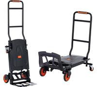 VEVOR 2-en-1 Diable pliable 136kg de capacité Diable de transport alliage d'aluminium & acier carbone Diable ⇋ Chariot plate-forme Trolley pour les tâches de chargement & transport en intérieur & exté