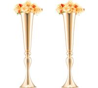 VEVOR 2 PIÈCES Vase à fleurs de 56 cm de haut pour les mariages, pièce centrale en métal en forme de trompette, support à fleurs doré pour les tables des repas de noces, fêtes, anniversaires, cérémoni