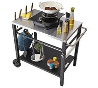 VEVOR Desserte Plancha – Chariot de barbecue, plan de travail inox 1000 x 640 x 835 mm