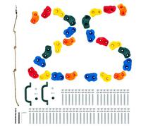 VEVOR 25 Prises d'Escalade, Poignée d'Escalade pour Mur d’Escalade Multicolore et de Taille Multiple, avec Corde Nouée, Poignées et Matériel de Montage, pour Enfants Adultes, Aire de Jeux Intérieur