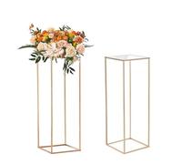 VEVOR 2PCS Support de Fleurs de Mariage 80 cm Porte-fleurs Métal Doré Centre de Table Mariage Vase Géométrique Stratifié Acrylique Présentoir Floral pour Réception Événements Décoration de Fête Maison