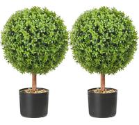 VEVOR 2x Boule de buis Artificielle 559mm Décoration de jardin Buis en pot de fleurs Boule de buis artificielle Plante artificielle en PE, bois, PP incl. 4 pcs. Papillons décoratifs et 10 pcs. Feuille