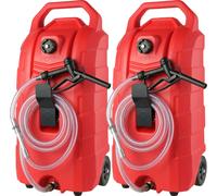 VEVOR Bidon d'Essence sur Roues 16 gal 60 L Réservoir Carburant Portable 2PCS avec Pompe Manuelle, Transfert Carburant pour Essence, Diesel, Huile, Machine, Tondeuse, Voiture, Tracteur, Bateau, Moto
