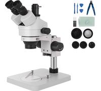 VEVOR 3.5X-90X Simul Focal numérique Zoom Stéréo Microscope Alliage Al-Zn Rotation 360 degrés Trinoculaire Microscope Stéréo de LaboratoireConnexion de caméra soutenir ajustable Support à colonne Acce