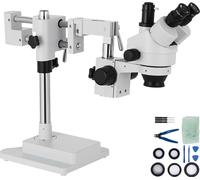 VEVOR 3,5X-90X Simul Focal Trinocular Zoom Stereo Microscope Alliage Al-Zn Rotation à 360 degrés Microscope stéréo à double bras Microscope vidéo de laboratoire deux supports réglables en hauteur Acce