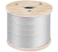 VEVOR Câble métallique diamètre 3/16" 4,8 mm câble en acier inoxydable 304 longueur 250 pi 76 m 7x19 câble pour bricolage, garde-corps, balustrade, corde à linge, rampe d'escalier, clôture de jardin