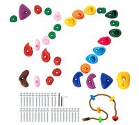 VEVOR 32 Prises d'escalade, Poignée d'escalade pour Mur d’Escalade Colorée et de Taille Multiple, Supports Muraux avec Corde et Matériels de Montage, pour Enfants Adultes, Aire de Jeux Intérieur