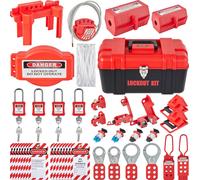 VEVOR 42-pièces Lockout-Tagout-Kits, kit de loterie de sécurité électrique, contient des cadenas, 5 types de lockouts, des moraillons, des pendentifs et des serre-câbles, boîte, outils de sécurité de