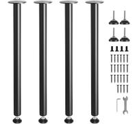 VEVOR Pied de Table 4PCS Pieds de Bureau Réglables 762 cm en Acier Massif Capacité de Charge 544 kg Installation Rapide Pieds de Meubles Noirs Robustes pour Bricolage de Maison Bureau Salle à Manger