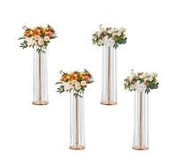 VEVOR 4PCS Support de Fleurs de Mariage 90 cm Porte-fleurs en Cristal Centre de Table Mariage Luxueux Vase Métal Doré Présentoir Floral pour Réception Événements Décoration de Fête à la Maison Hôtel
