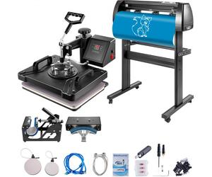 VEVOR 5 en 1 Presse à Chaud 29 x 38 cm + 720 mm Plotter de Découpe Vinyle, Traceur de Coupe Presse de Chaleur Machine de Découpe avec Logiciel SIGNMASTER 3 Lames pour Transférer Image sur T-shirt Sac