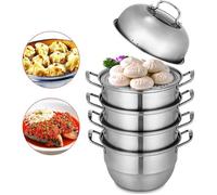 VEVOR 5 Etages Cuit Vapeur de 28mm Etuve Vapeur CuitVapeur Dumpling Steamer CuitVapeur en INOX Rchaud Commercial Stainless S[9898]