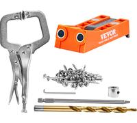 VEVOR 50 pcs. Pocket Hole Jig Kit Double trou de poche avec embout d'entraînement carré & pinces C, aide au chevillage Gabarit de perçage pour le perçage de trous de poche et de trous obliques, aide a