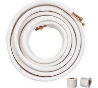 VEVOR 50FT Set de conduites mini split, tubes en cuivre de diamètre extérieur 1/4 pouce et 1/2 pouce avec isolation à trois couches, pour climatiseurs mini split, appareils de réfrigération ou de pomp