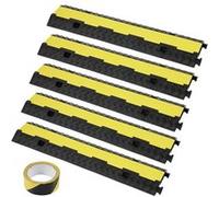 VEVOR 5PCS Rampe Protection Câble à 2 Canaux Ralentisseur Caoutchouc PVC 5443 kg Noir&Jaune