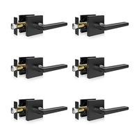 VEVOR 6 Paires de Poignées de Porte Intérieure en Noir Mat Poignée sans Serrure Béquille Réversible Droite-Gauche Sans Verrouillage Ouverture Facile par Une Rotation à 45° pour Couloir Salon Cuisine