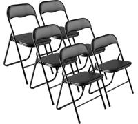 VEVOR 6 pcs. Chaises pliantes Chaise en cuir pliable Chaise de camping portable avec cadre métallique & coussin rembourré, sièges empilables pour l'intérieur et l'extérieur Chaise pliante pour la mais
