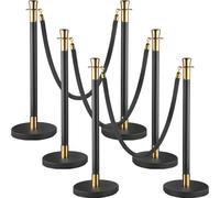 VEVOR 6 pièces 90 cm de hauteur Bandes de délimitation Système de guidage des personnes Poteaux de délimitation, 1,5 m de longueur de câble Poteaux de délimitation en acier pour banques, aéroports, st