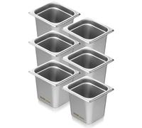 VEVOR 6PCs Bac Gastronorme GN 1/6 Récipient Inox Bain-marie 16 cm Profondeur